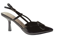 Black Patent V Buckle Lux