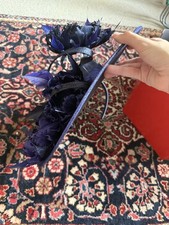 Navy Blue Fascinator Hat Hattinator Races Sinamay Alice Band Floral Hand Made