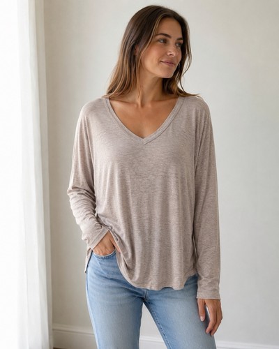 Women oversized neck - oversized, v