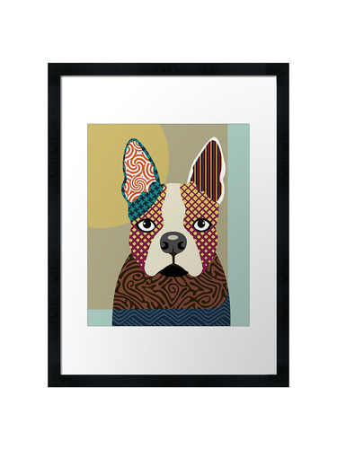 Boston terrier framed wall - terrier, art
