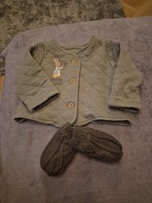 Peter Rabbit Baby's Quilted Coat And Woolen Mits Age 0-3 Months