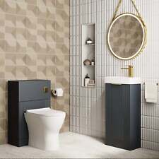 Deco Cloakroom Bathroom Suite Soft Black & Brushed Brass Finishing Sink Toilet