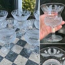 1 EDINBURGH THISTLE Crystal CHAMPAGNE SHERBET ENGRAVED HOBNAIL 4 7/8” Unsigned