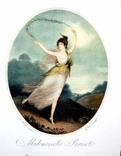 Old Antique Print Mademoiselle Parisot Dancing Wiith Garland Flowers 1909 20th