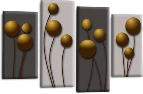 Floral wall art - art, gold