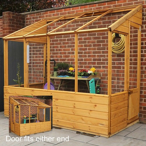 8x4 lean wooden greenhouse - wooden,
