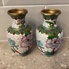 Pair Of Vintage Cloisonne Vases 