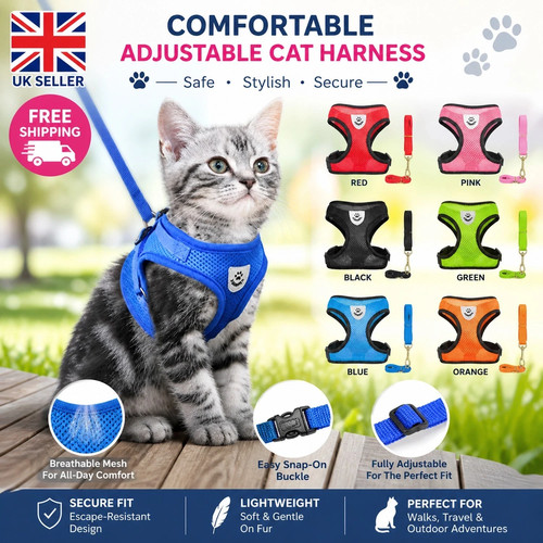 Adjustable cat harness and - adjustable,