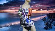 NWT GIDEON OBERSON 2 pc TANKINI Tribal print BATHING SUIT Swimsuit SET - 12