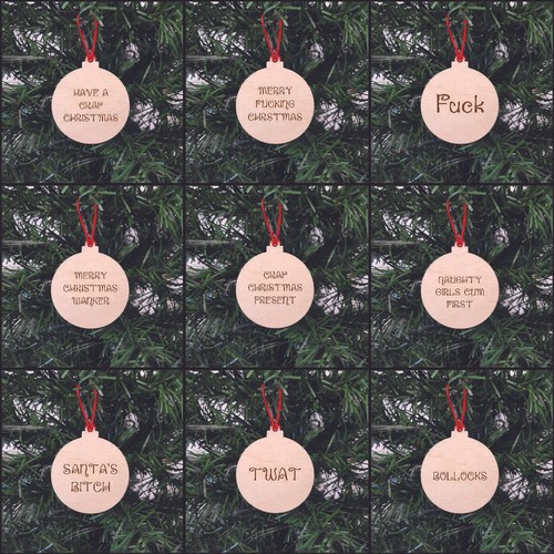 Adult rude christmas baubles - rude,