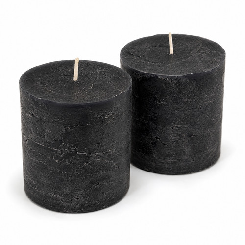 Black pillar candles rustic - 2x,