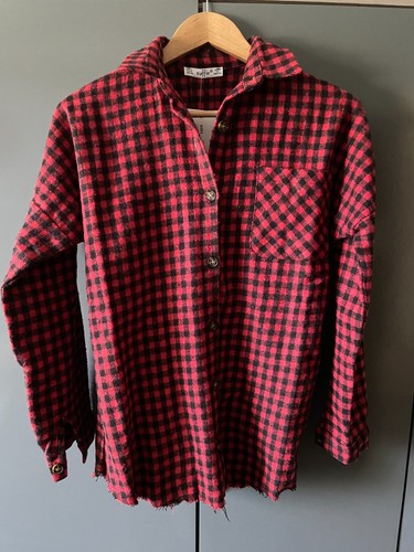 Women red black check long - red/black,