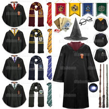 Harry Potter Costume Gryffindor Ravenclaw Slytherin Robe Cloak w/ Tie Wand Scarf