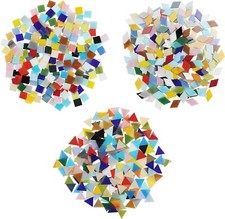 Belle Vous 500 Pack/418g Mosaic Mixed Coloured Tiles in 3 Shapes Assorted Staine