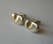 SUPERB  UNUSUAL RARE HEAVY SMOOTH TACTILE VINTAGE SOLID  SILVER  CUFFLINKS - VGC