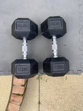 NEW OTHER Metis 2 x 17.5kg Rubber Hex Dumbbells