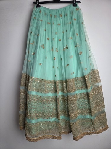 Mint green net indian lengha - mint,