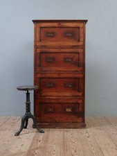 Antique Vintage Bank of Estate Mahogany Office Lockers Drawers Chest Industrial