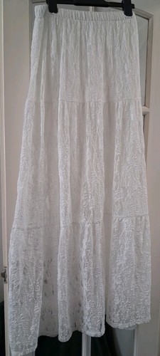 Girls white lace skirt - white,