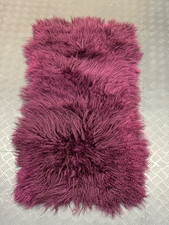 Long Hair Aubergine/Damson Sheepskin Throw Rug by AHB Home - In great condition