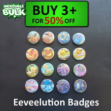 Eeveelution Pokemon TCG Button Badges Upcycled From Pokemon Cards - 32mm