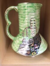 Royal Bradwell Arthur Wood Sylvan green lustre jug 50's handpainted.