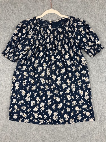 Fat face navy floral shirred - face,