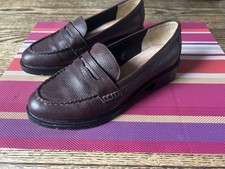 Fat Face women smart brown flat leather loafers, size 6, VGC