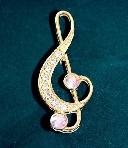 Gold crystal treble clef - crystal,