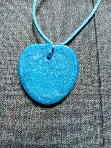 Blue marbeled heart - marbeled, charm
