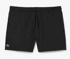 LACOSTE BLACK NOIR QUICK-DRY TAFFETA SWIMMING TRUNKS SHORTS - LARGE L 5