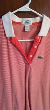 Vintage 80s Izod Lacoste Ladies Polo Shirt XL Red White Stripes Candy Cane 🐊