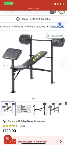 Weights bench with bar and - weights,