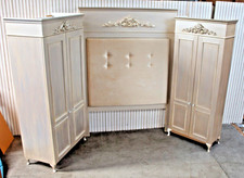 Bedroom Set of 2 Wardrobe a large Bespoke Headboard  and a ornate Chavel Mirror