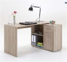 Solace Oak Effect Reversible Corner Desk with Drawer & Cupboard Home Office Stud