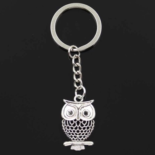 Owl keyring keychain - owl, silver