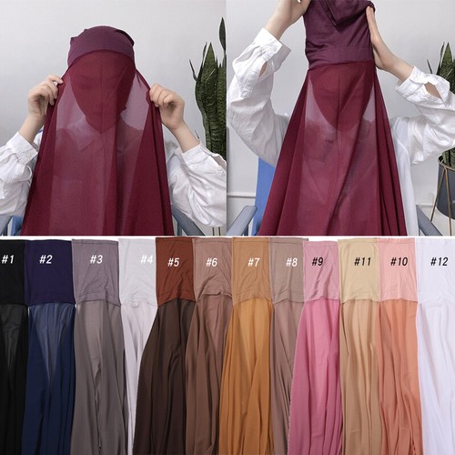 New chiffon hijab with bonnet - new,