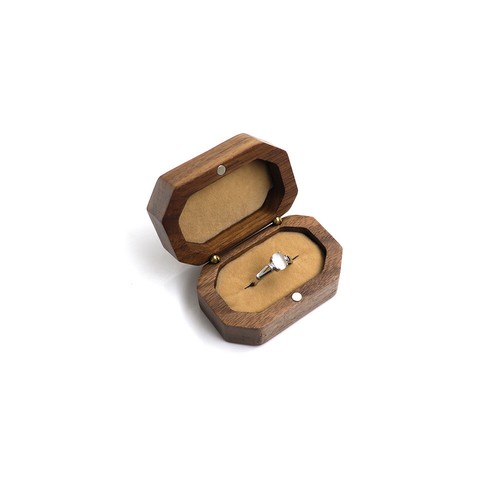 Vintage walnut wooden ring - ring, box