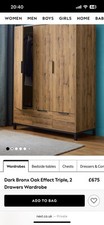 NEXT Dark Bronx Oak Effect Triple, 2 Drawers Wardrobe £675 Less Than 1 Year Old