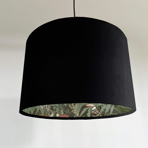 Black velvet drum lampshade/