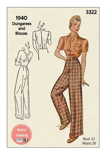 1940 dungarees and blouse - 1940's,