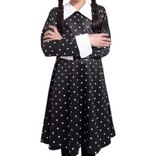 A2Z 4 Kids Girls Spotty Black Halloween Swing Dress Flared Skater Dress 7-13 Yr