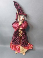 Vintage Lucky Kitchen Witch Hanging Doll Light Up Eyes & Cackle. Halloween Decor