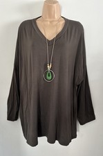 New Italian Lagenlook Brown Casual Tunic Top Onesize Size Plus Size 18 20 22 24