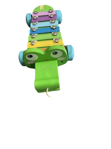 Green wooden pull along - wooden,