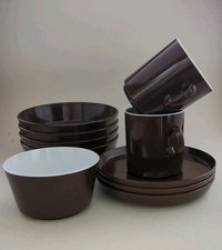 Encore Gaydon Vintage Bowls Cups Saucers Brown Camping