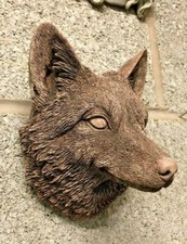 Fox Head wall hanging plaque Garden ornament concrete statue sculpture,red fox A