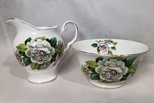 Vintage Tuscan English Bone China 'Gardenia' Creamer Jug & Sugar Bowl Set