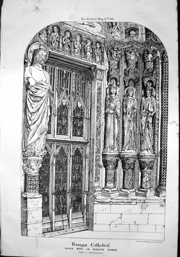 Antique old print - old, bourges