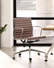 Genuine Leathe Executive Office Chair Boss Chair Aluminum Base High Mid Back